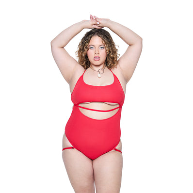 Strata Suit - Red Ribbed